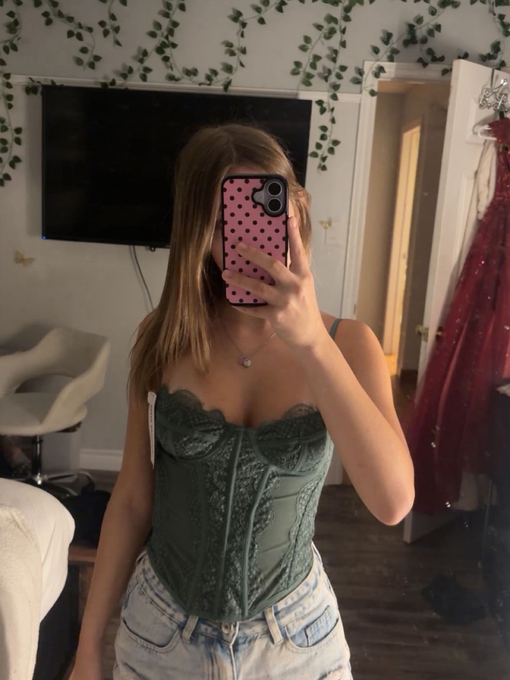 Urban Outfitters sage green corset top